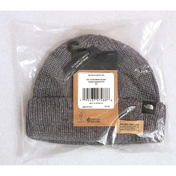 THE NORTH FACE TNF Fisherman Beanie Cuffed Shallow Fit Gray Men's NWT - Picture 3 of 3